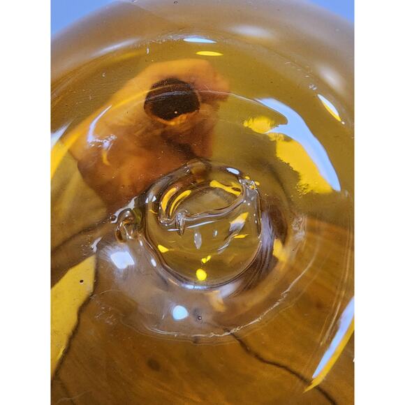 Blenko Hand Blown Art Glass Amber Gold Ribbed Pitcher 8.5" - Picture 7 of 11